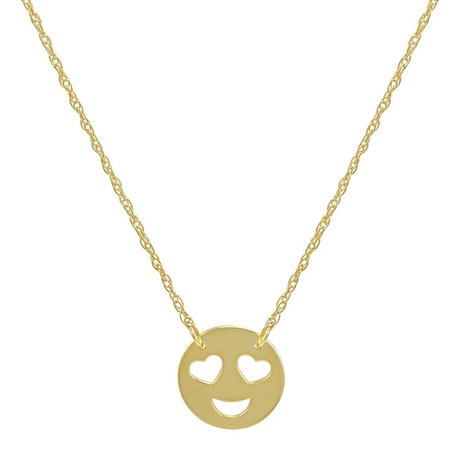 Amanda Rose 14k Yellow Heart Eyes Love Necklace on an Adjustable 16-18 | MLG Jewelry