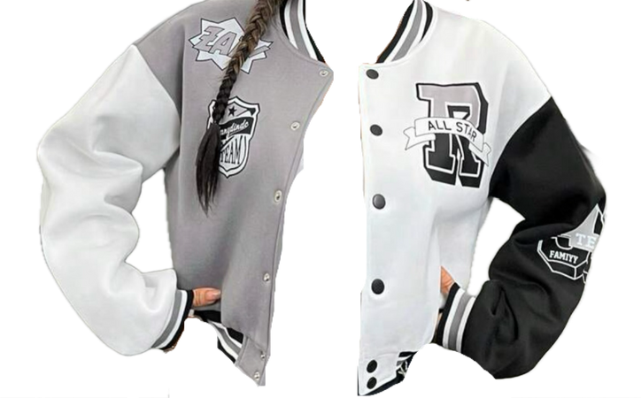 grey varsity jacket