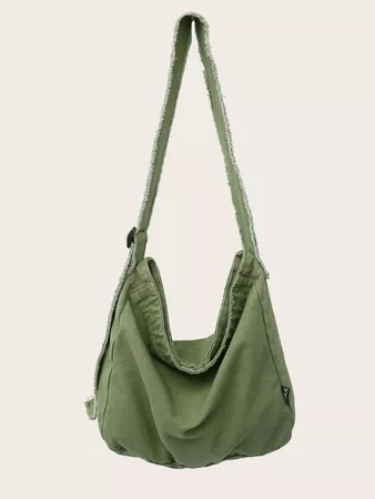 Large Capacity Canvas Hobo Bag | SHEIN USA