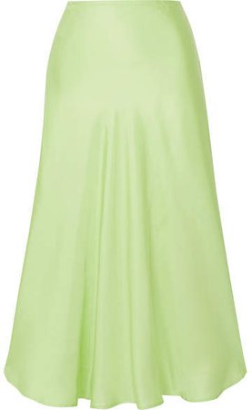 Where I Want To Be Silk-satin Midi Skirt - Lime green