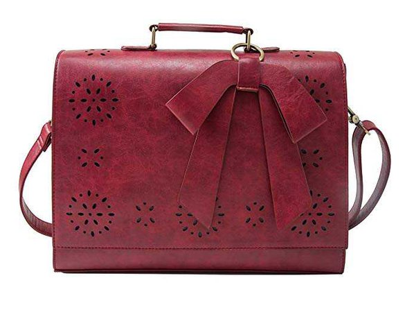 Amazon.com: ECOSUSI Ladies PU Leather Laptop Bag Briefcase Crossbody Messenger Bags Satchel Purse Fit 14" Laptop, Red: Computers & Accessories