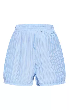 Pale Blue Chiffon Plisse Floaty Shorts | PrettyLittleThing USA
