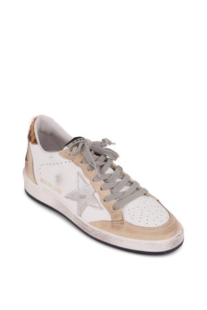 Golden Goose - Ball Star Pearl Silver Star Leopard Heel Sneaker | Mitchell Stores