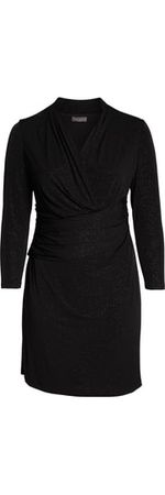 Vince Camuto Wrap Front Sparkle Jersey Dress (Plus Size) | Nordstrom