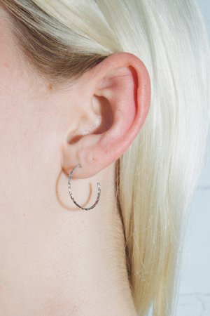 Textured Silver Hoop Earrings - Earrings - Jewelry - Accessories