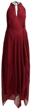 Risby Halterneck Silk Crepe Dress - Womens - Burgundy