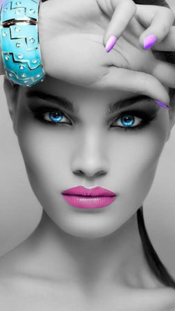 black and white photo with splash of color makeup - Google Search