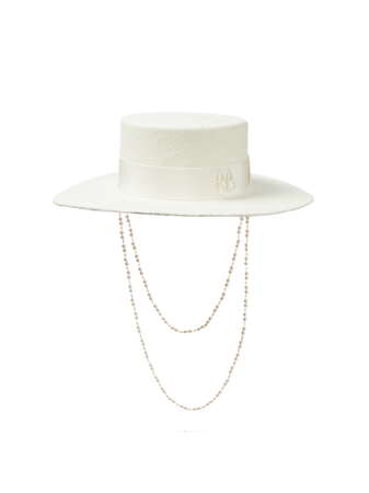 white hats pearl hat chains