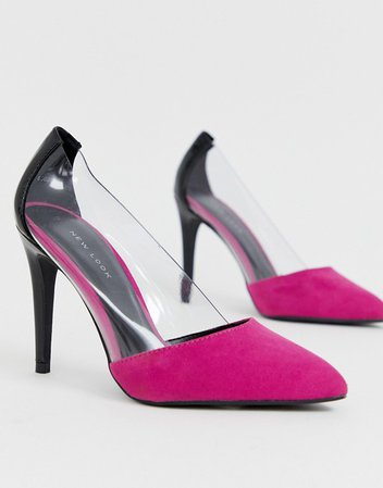 New Look clear detail heel in pink | ASOS