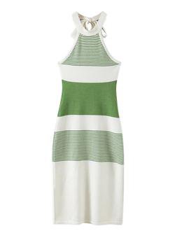 'Lauv' Halter-neck Striped Knitted Dress - Goodnight Macaroon