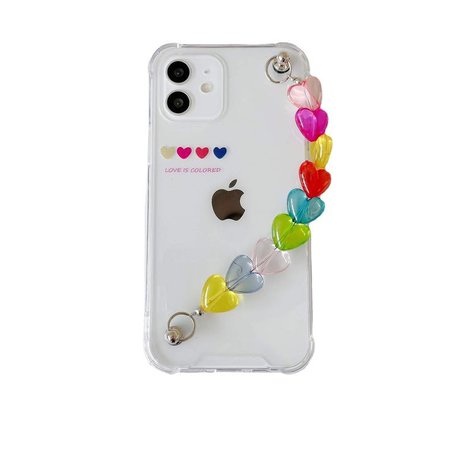 Rainbow hearts chain phone case