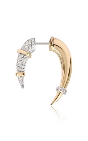 14k Gold Half Diamond Horn Single Earring By Rainbow K | Moda Operandi