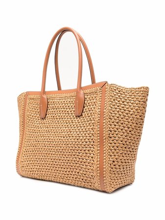 Tod's leather-trim Woven Straw Tote Bag - Farfetch
