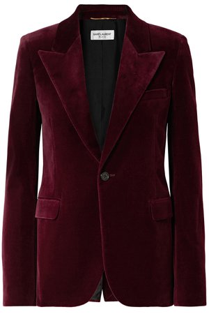 Burgundy Cotton-velvet blazer | Sale up to 70% off | THE OUTNET | SAINT LAURENT | THE OUTNET