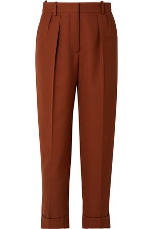 Victoria Beckham | Cropped pleated grain de poudre wool tapered pants | NET-A-PORTER.COM
