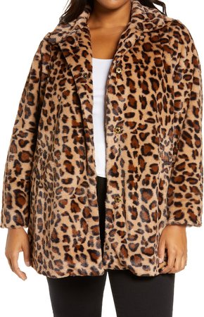 Leopard Print Faux Fur Coat