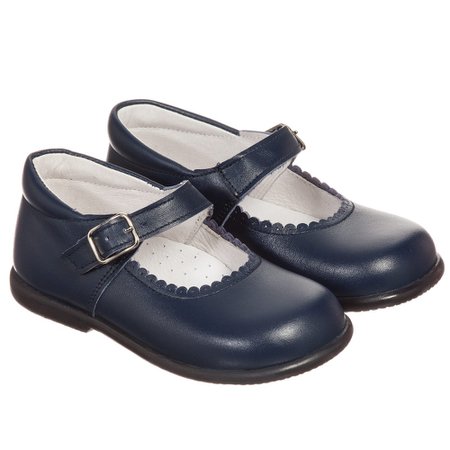 Children's Classics - Girls Navy Blue Leather Shoes