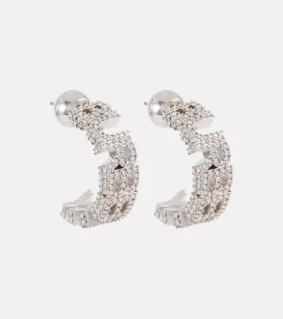 Burberry - Logo crystal-embellished hoop earrings | Mytheresa