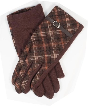 Unique Vintage Brown Plaid Gloves
