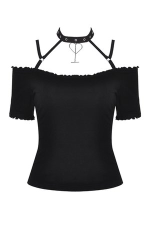 Paola Heart Black Shortsleeve Gothic Top by Dark in Love