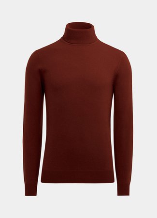 Dark Red Turtleneck Wool Cashmere