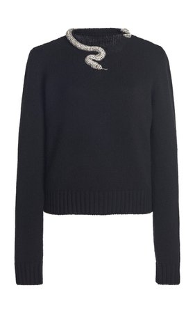 Giambattista Valli Snake-Embellished Wool-Cashmere Sweater