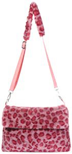 Amazon.com: Women Leopard Printed Shoulder Bag Soft Fluffy Plush Handbag Winter Fuzzy Tote Bag Crossbody Messenger Bag Purse with Strap(Pink-G): Clothing