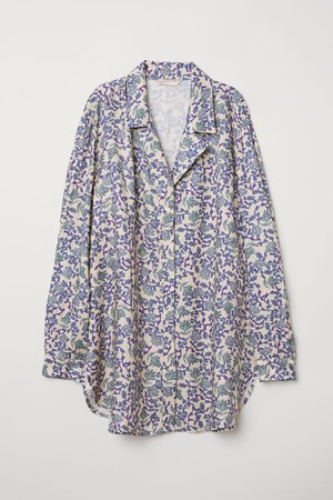 Oversized shirt jacket - Light beige/Floral - Ladies | H&M GB