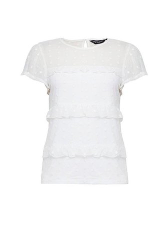 White Dobby Mesh TIered Top | Dorothy Perkins