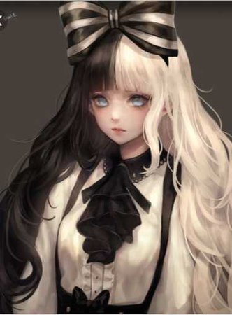 black and white hair anime