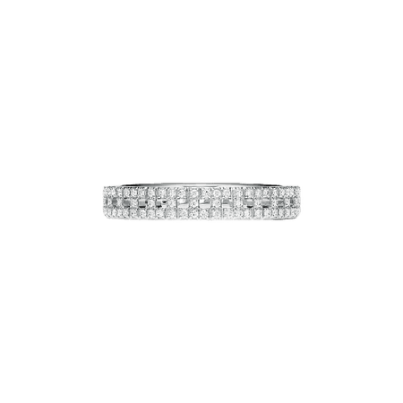 Tiffany T True narrow ring in 18k white gold with pavé diamonds