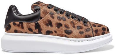 Leopard-print Calf Hair And Leather Sneakers - Leopard print