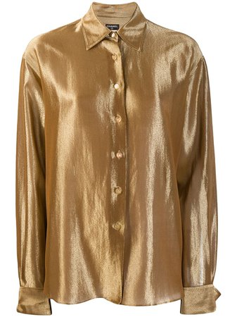 Gold Chanel Pre-Owned 1990's Metallic Shirt | Farfetch.com