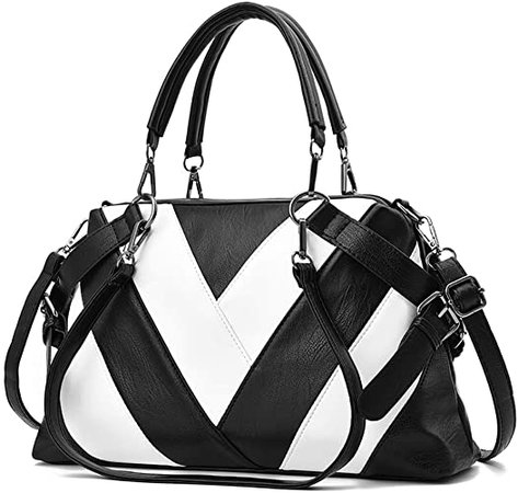 Amazon.com: Women Handbag Hobo Shoulder Crossbody Bag, Top Handle Bags Totes Splice Style Large Capacity Satchel Purse for Shopping, Travel, Business, School, Holiday Gifts, Black White : Clothing, Shoes & Jewelry