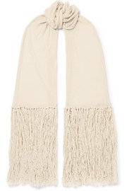 SAINT LAURENT | Fringed houndstooth wool-blend scarf | NET-A-PORTER.COM