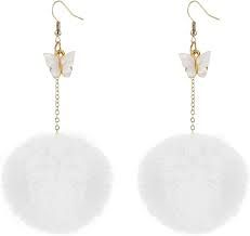 white Pom Pom ball earrings - Google Search