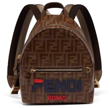 Mania Logo Applique Coated Canvas Backpack - Womens - Brown Multi