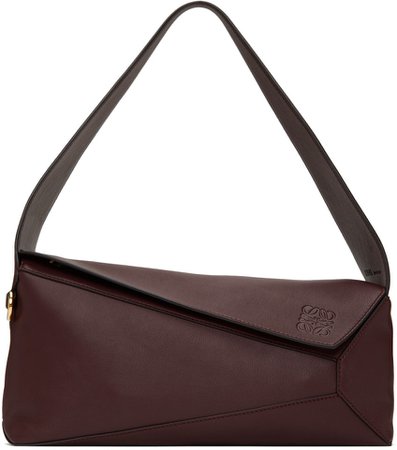 Loewe: Burgundy Puzzle Shoulder Bag | SSENSE UK
