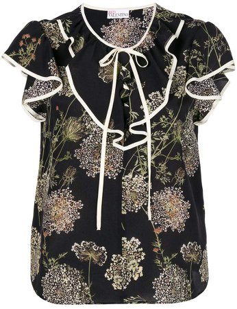floral ruffle short-sleeve blouse