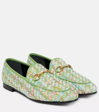 Jordaan Tweed Loafers in Green - Gucci | Mytheresa