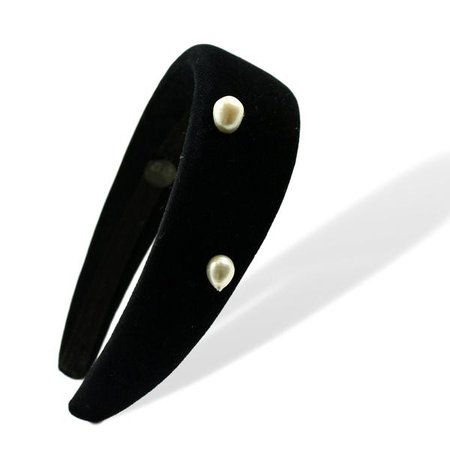 LOST & FOUND Hairband - Black Velvet with Pearls - BY ALONA