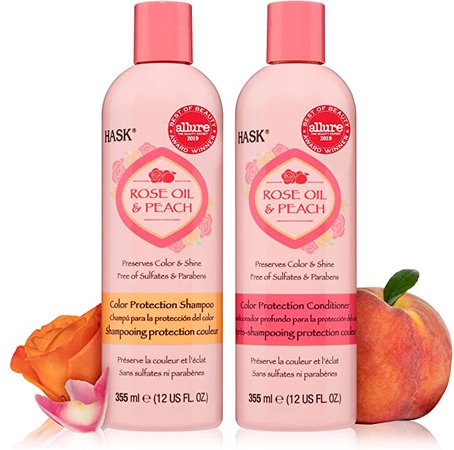 HASK ROSE HUILE + PEACH SHampooing et après-shampoing pour tous les types de cheveux sans gluten, sans sulfate, sans paraben – 1 shampooing et 1 après-shampooing: Amazon.ca: Beauté