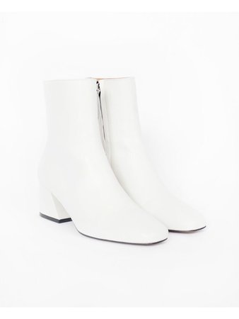 white ankle high heel boots