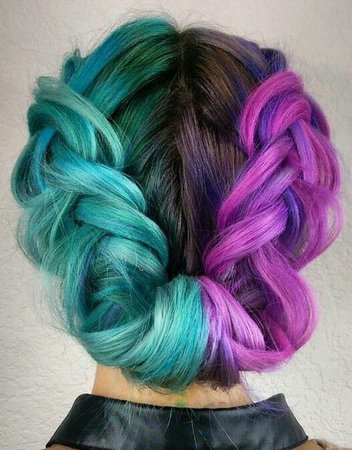 Turquoise & Purple Twist/Braid Updo