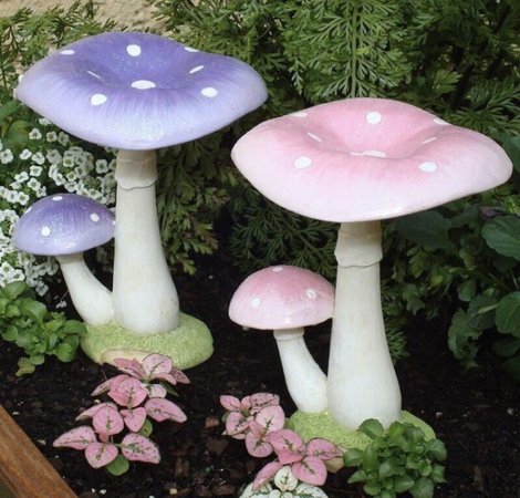 cute mushrooms pink and purple