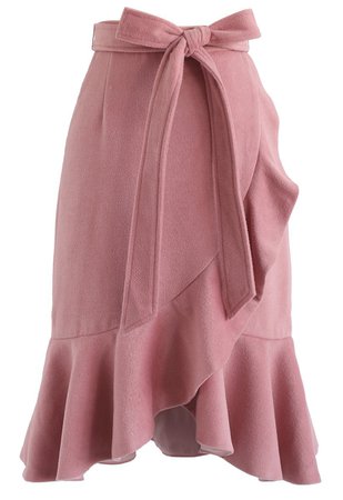 Give It to You Ruffle Pencil Skirt in Pink - Skirt - BOTTOMS - Retro, Indie and Unique Fashion