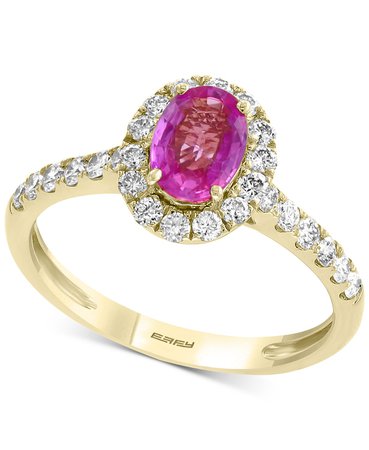 EFFY® Pink Sapphire (9/10 ct. t.w.) & Diamond (1/2 ct. t.w.) Ring in 14k Gold