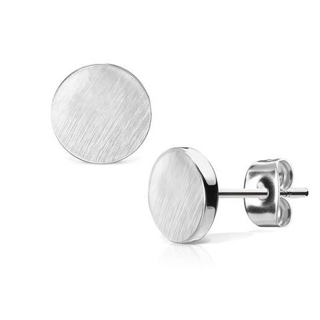 Silver Discs - Stainless Steel Brushed 7mm Flat Disc Earrings | Blue Steel Jewelry, featuring Stainless Steel, Tungsten and Titanium Jewelry