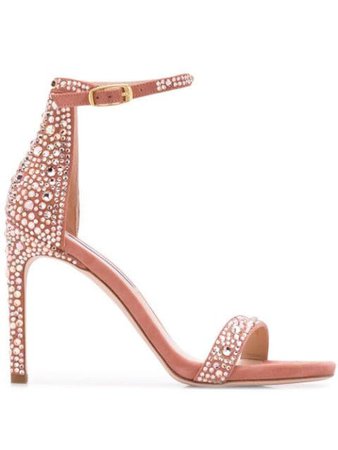 Stuart Weitzman Crystal Embellished Sandals ZL75292 Pink | Farfetch