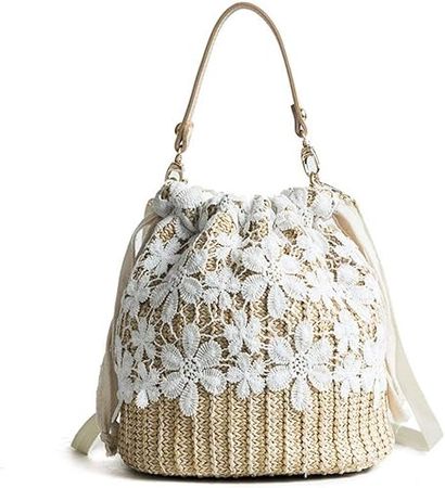 Straw Crossbody Bag, Women Beach Shoulder Summer Top Handle Crossbody Round Purse Ladies Woven Fashion Crochet (White): Handbags: Amazon.com